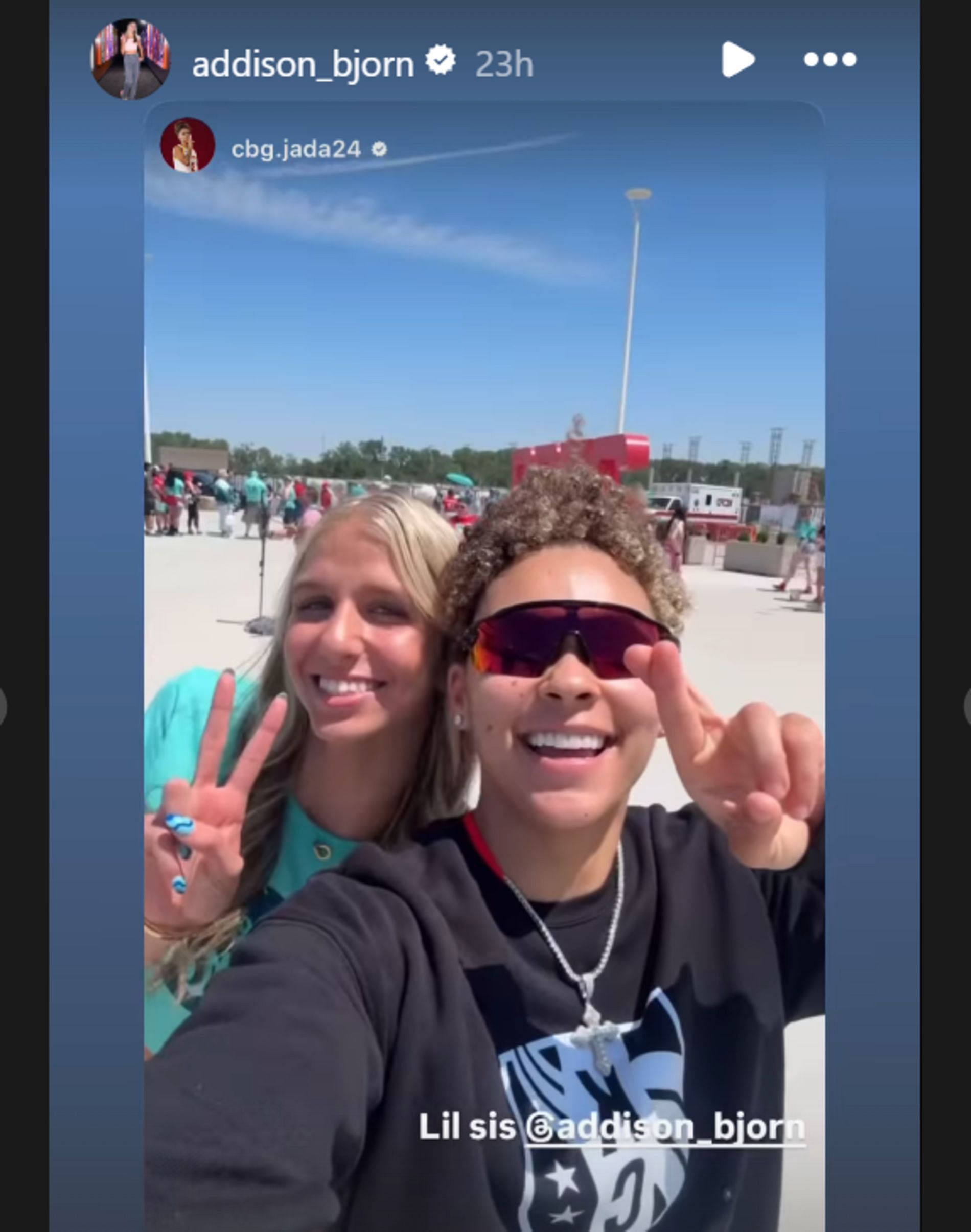Addison Bjorn with Arizona Wildcats point guard Jada Williams (Source: IG/ addison_bjorn)